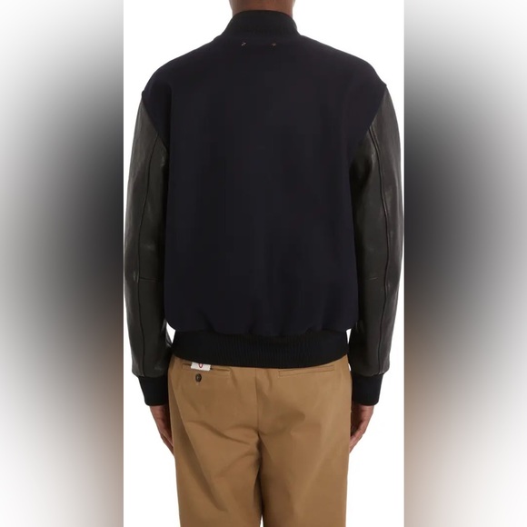 Golden Goose Bomber jacket in dark blue wool & leather sleeves - Picture 7 of 15